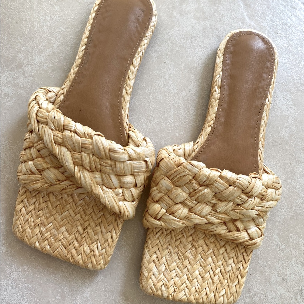 Bottega Straw Slides Gem